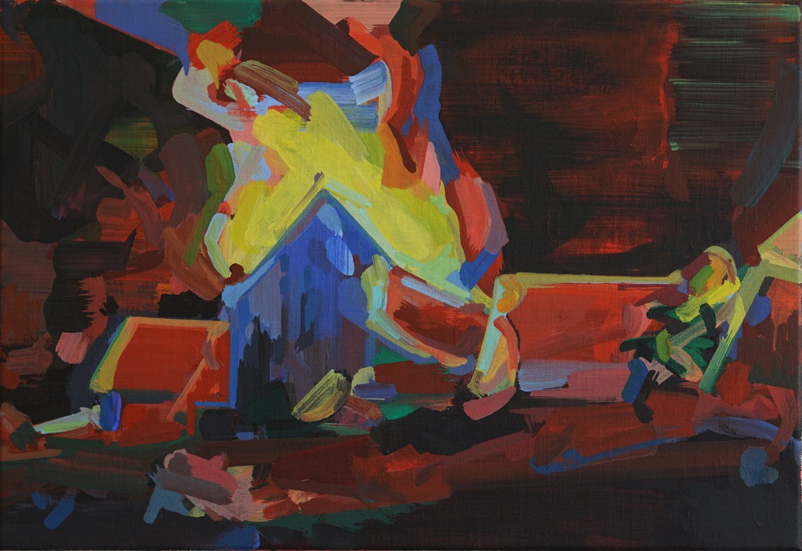 o.T. 2019, Acryl auf Leinwand, 38 x 55 cm