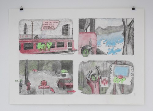 Kirti Ingerfurth: o.T., Graphit, Buntstift auf Papier, 49,5 x 70 cm 