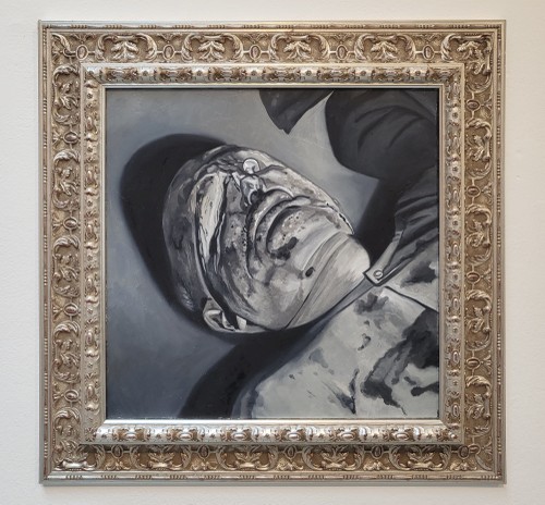 o. T. (Benito Mussolini), 40 x 40 c m , Öl/Leinwand, 2005 – 2025, gerahmt