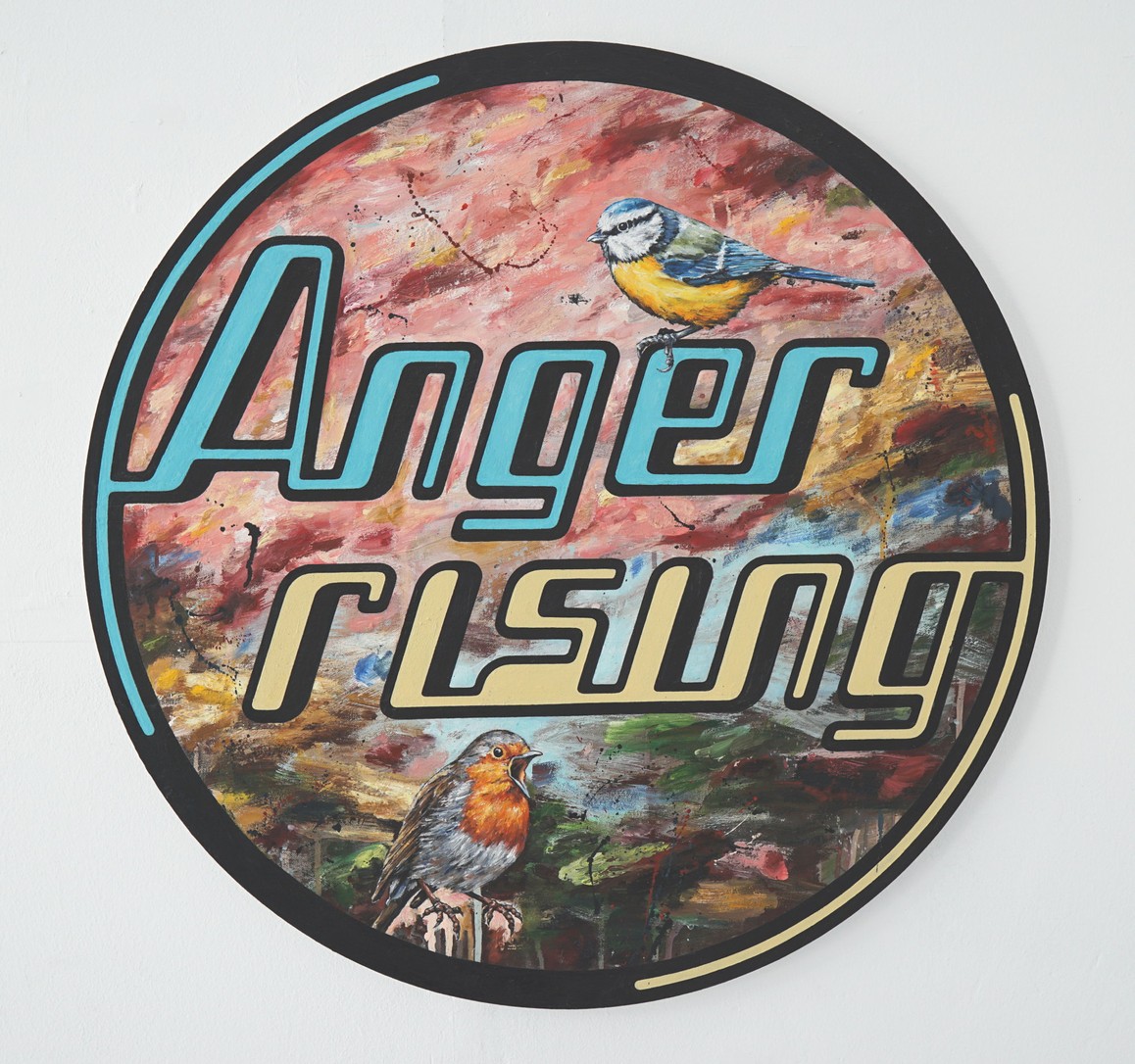 »Anger rising« 2014, Öl auf Leinwand, ø 80 cm