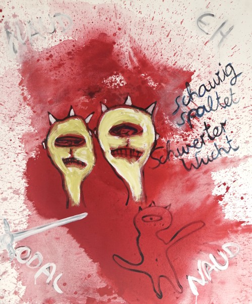 Gut und Böse 1 | 2021 Mischtechnik auf Leinwand, 120 × 100 cm