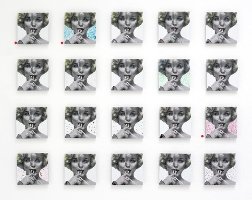 »Marilyn 55« 55 Direktdrucke auf Alu-Dibond, Acryl, 2017, 10 x 10 cm