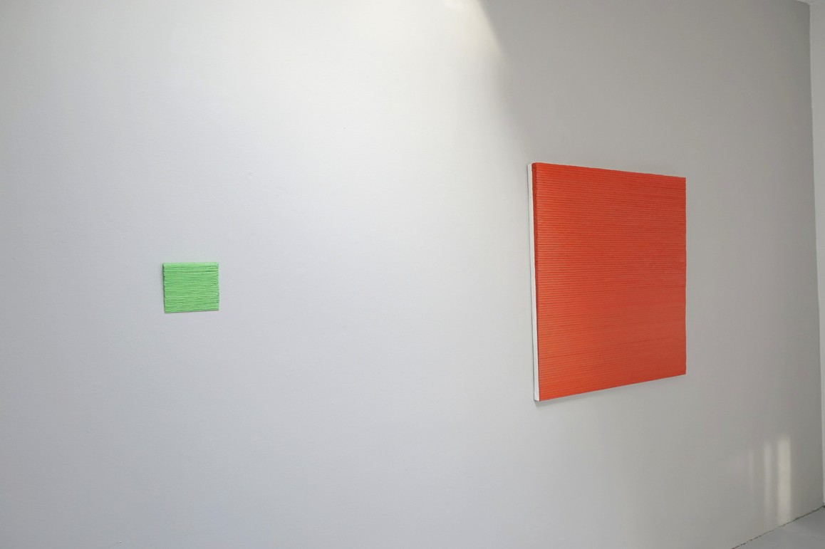 4.8.19 ­– 27.2.20, Öl auf Lw., Holz, 15,5 x 14,5 cm // 20.9.14 ­– 28.4.18, Öl auf Lw., Holz, 100 x 100 cm