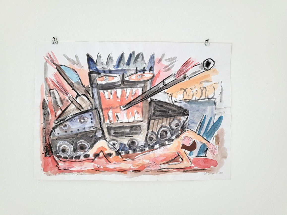 Humanitäre Intervention, 2009, 42 x 59,5 cm, Mischtechnik auf Papier