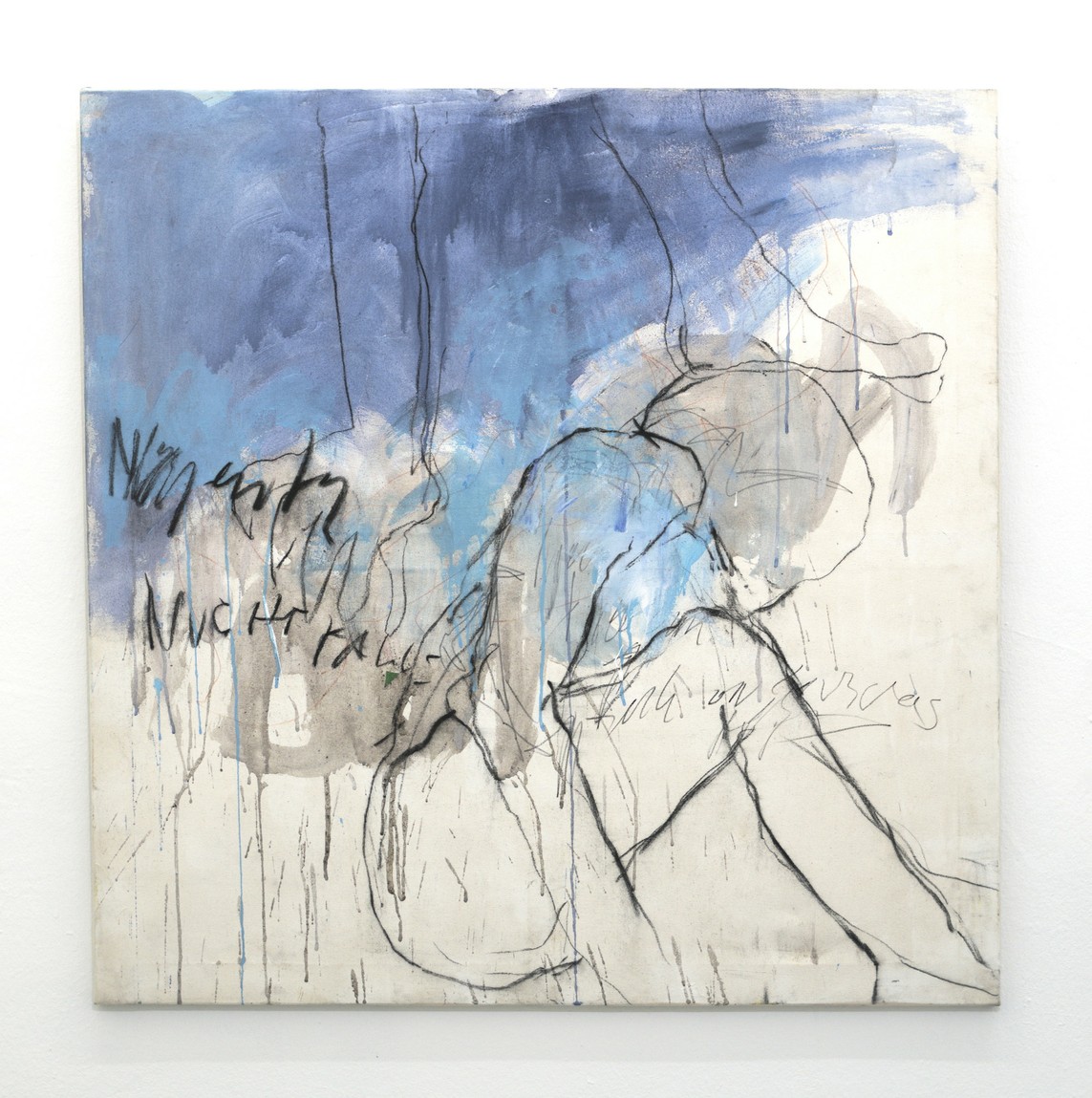 »Permeable self« 2017, Tinte und Kohle auf Leinwand, 100 x 100 cm